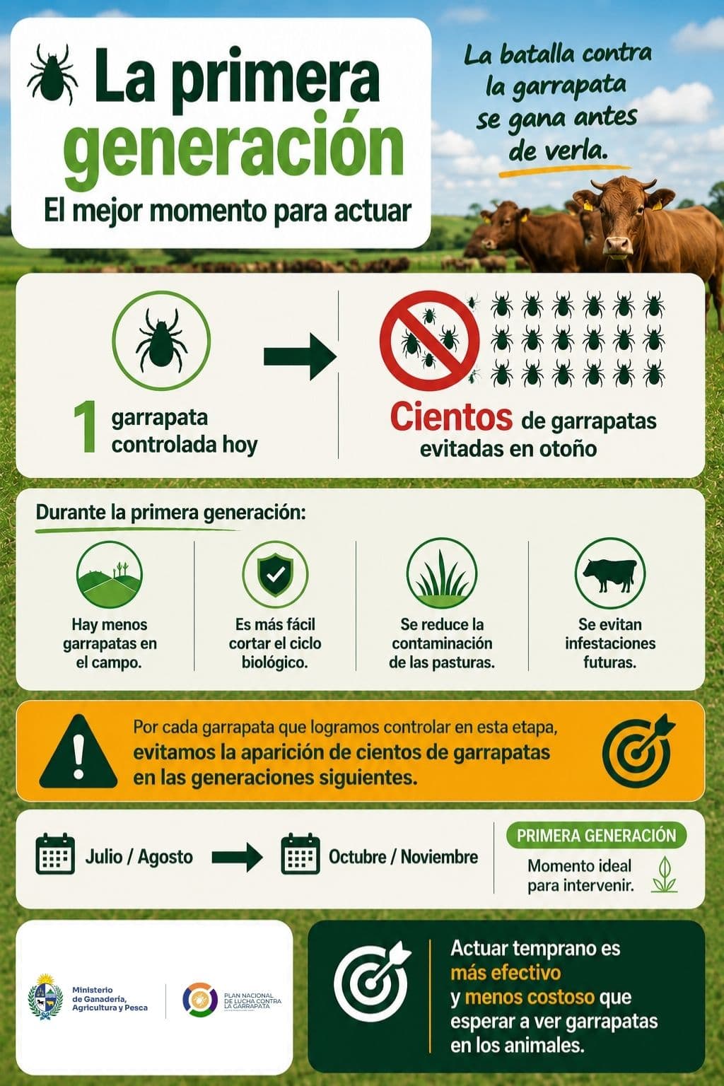 La primera generación marca el momento de mayor impacto para controlar la garrapata en los vacunos - imagen de origen