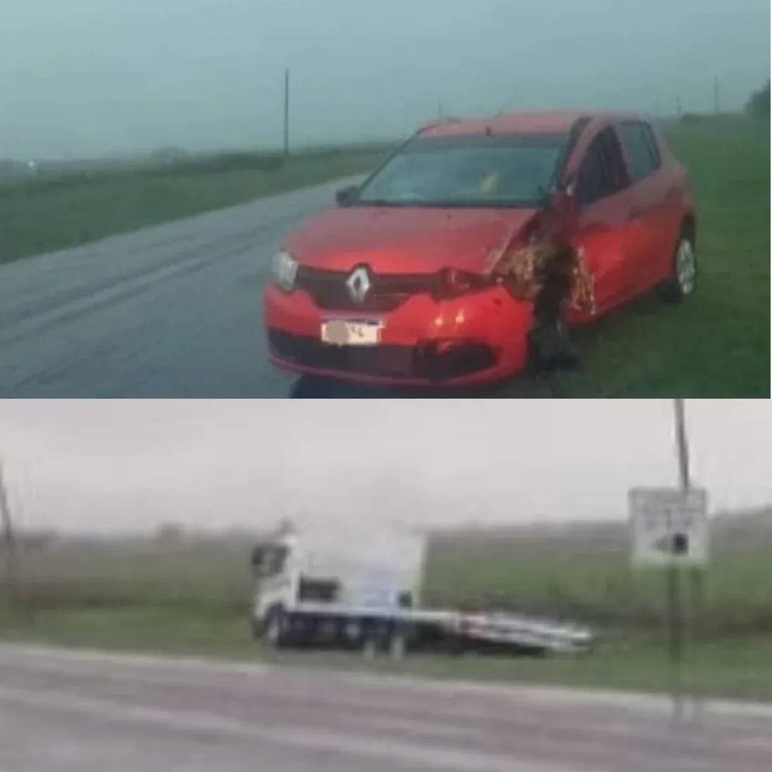 Choque entre un auto y un camión sobre la Ruta 12, cerca de Estación Camps - imagen de origen