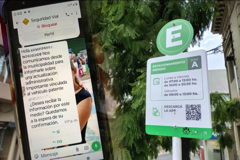 Alertan por mensajes falsos sobre el estacionamiento medido en Concordia - imagen de origen
