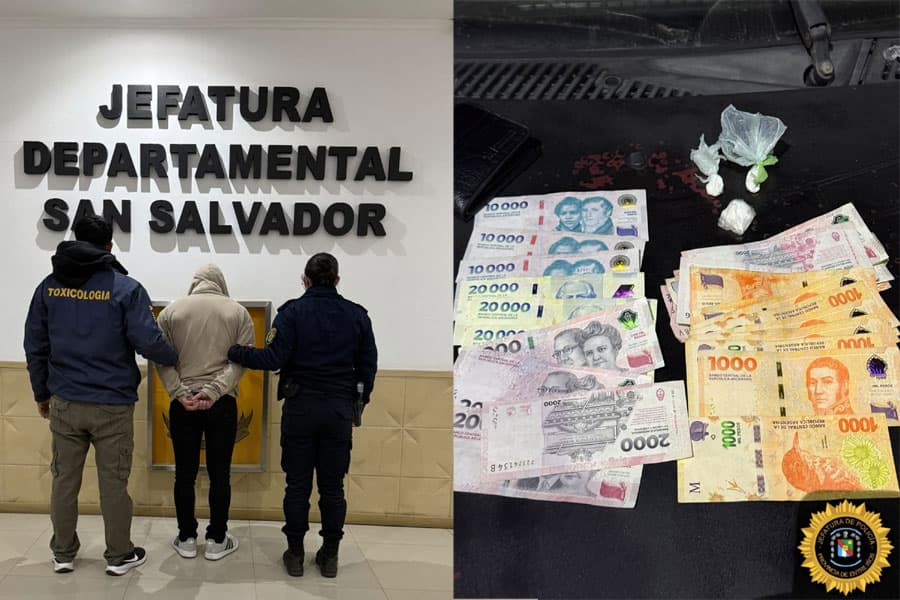 Golpe al narcomenudeo en San Salvador: cayó un hombre con cocaína fraccionada, una fuerte suma de dinero y un auto - imagen de origen
