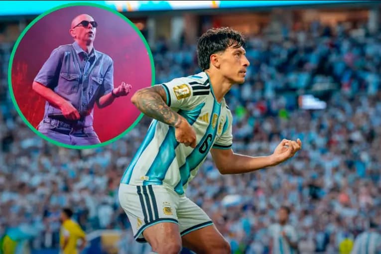 El emotivo homenaje de Lisandro Martínez al Indio Solari tras su gol con Argentina - imagen de origen