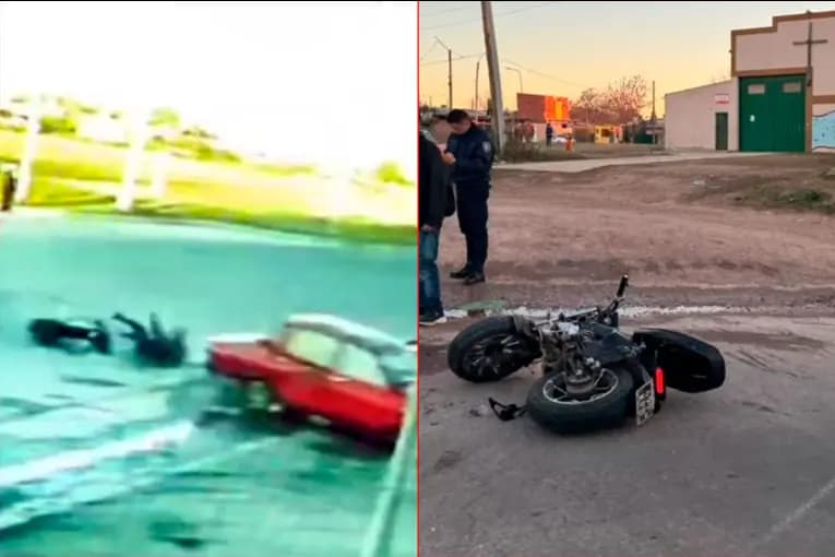 Video: moto chocó contra un auto en zona de intenso tránsito de Concepción del Uruguay - imagen de origen
