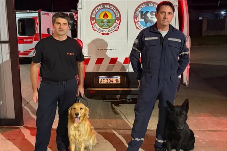Bomberos entrerrianos viajan a Venezuela con perros de la brigada K9 para colaborar en tareas de rescate - imagen de origen
